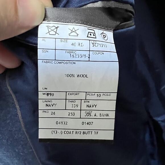 Jos. A Bank Wool Blazer Jacket Single Breast 2 Button Double Vent Men's 40R - Picture 4 of 12